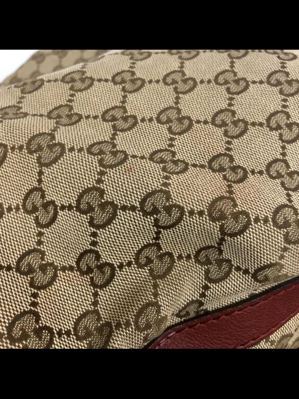 Gucci Beige Monogram Hobo with Brown Leather Trim and Tassel